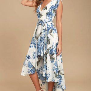 Lulus White Blue Floral High Low Dress